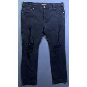 COPPER RIVET Black Distressed DENIM JEANS 42x32 (40x32 act.) Stretch Streetwear